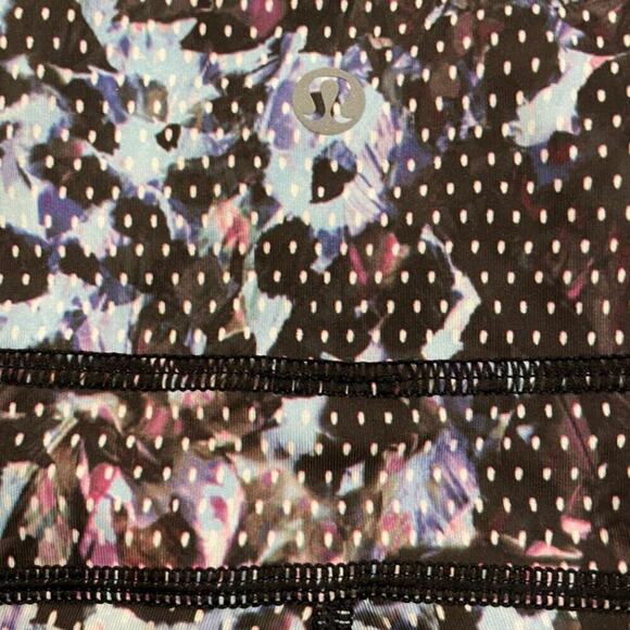 Lululemon Run Top Speed Mid-Rise Crop 17' Leggings | Floral Blue/Black | Sz 4 - Picture 2 of 14
